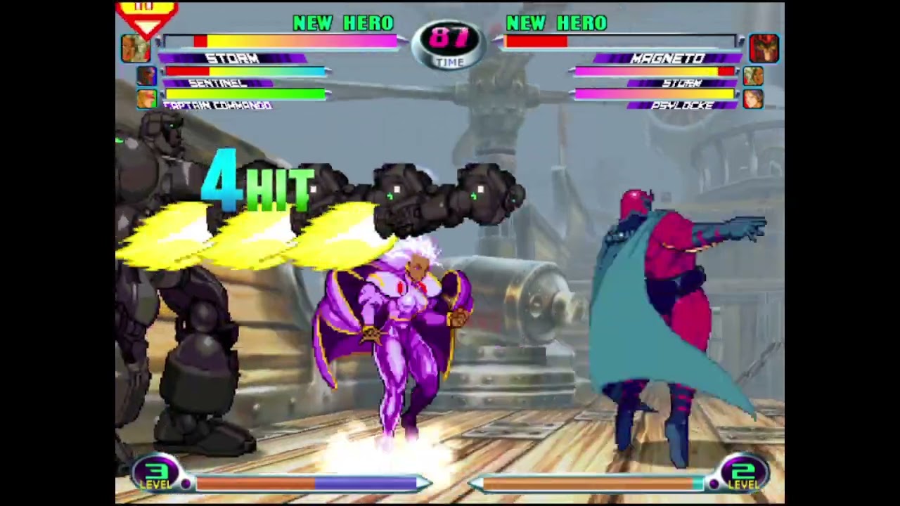 Marvel vs. Capcom 2 - Storm, Sentinel, Captain Commando vs. Magneto, Storm, Psylocke