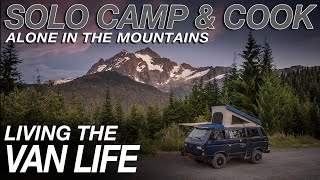 SOLO Camp & Cook | Campfire Cooking in the Mountains | ASMR | Living The Van Life