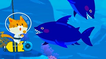 Catch sharks The Fishercat New Ocean Cave | Game for Kids
