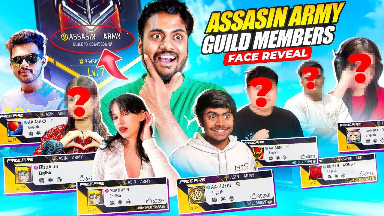 Face Reveal Of My Assassins Army All Guild Members 😱 - Garena Free Fire Max