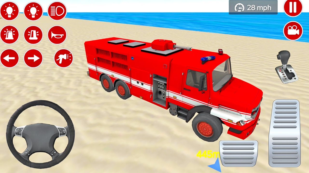 Real Red Fire Truck Rescue Game Fire Truck Driving Game Rescue Game
