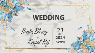 Wedding l Renita Blessy   Krupal Raj l 23.05.2024 l Kamali Studio l 98940 58863