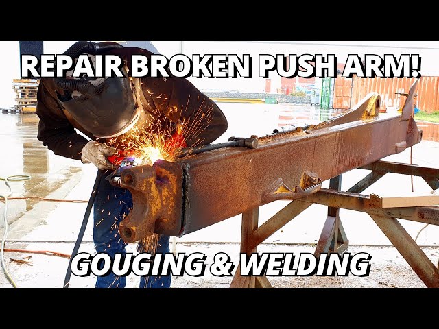 Repair BROKEN End on D8 Dozer Push Arm | Gouging & Welding class=