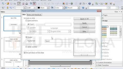 Enter the text OpenOffice in the footer of every slide of the presentation.