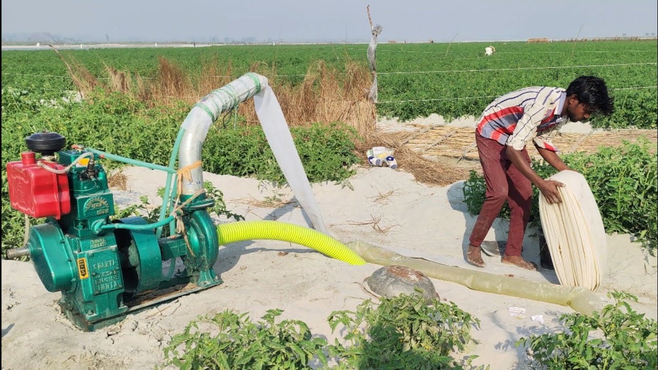 5 inch Plastic Pipe duwara And 8hp water pump diesel engine start machine