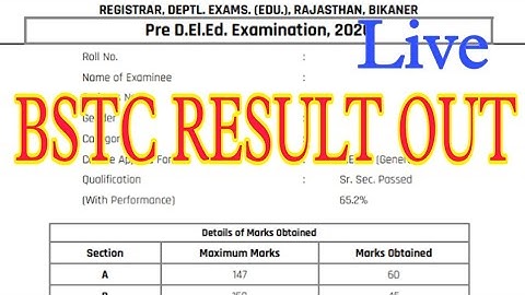 Rajasthan Bstc result 2021/Bstc pre deled/bstc result 2021/bstc result kb aayega/bstc result 2021