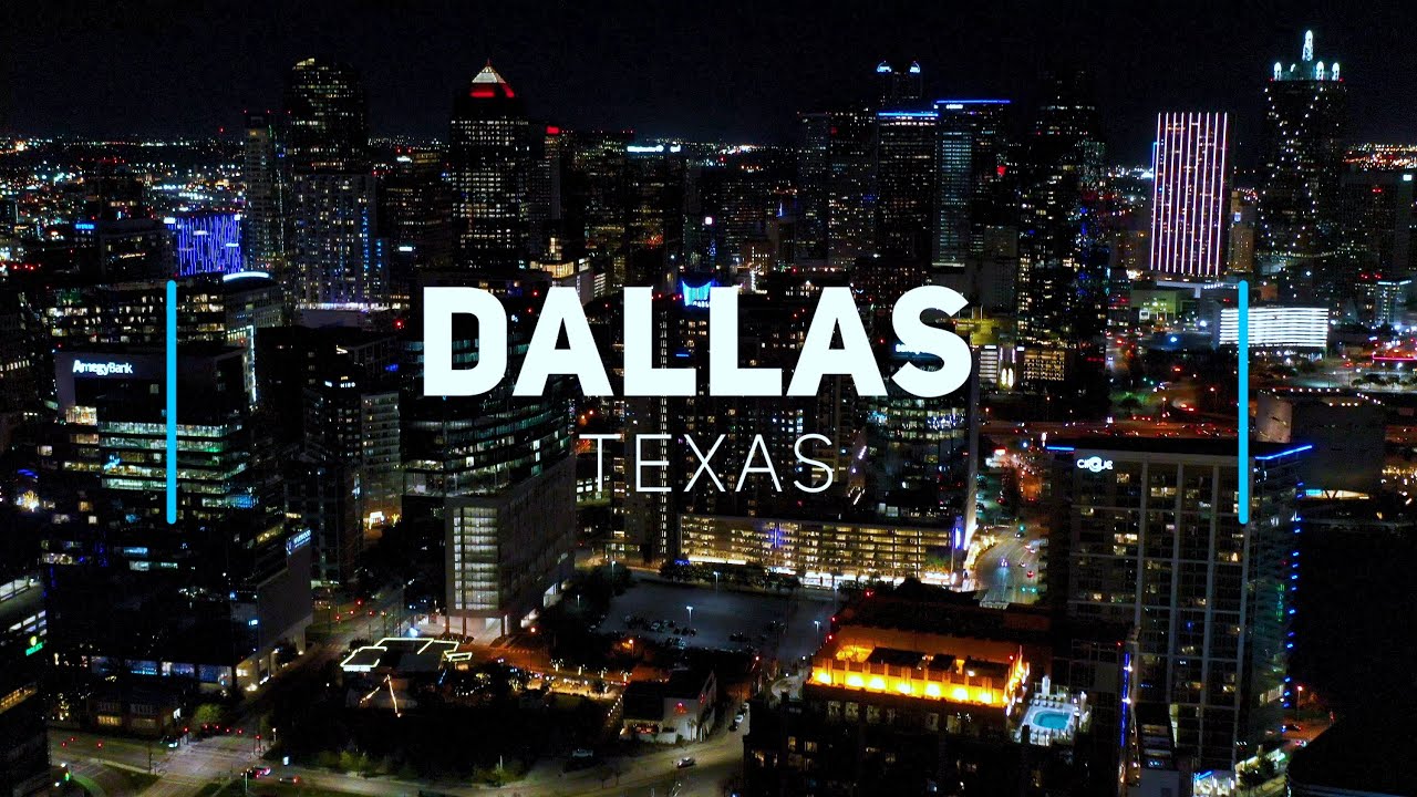 Dallas by night, Texas  4K drone footage 