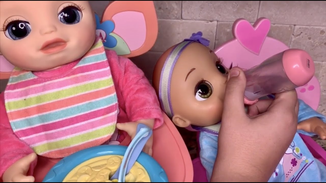 Baby alive real as can be twins Hannah and Harlow outing and feeding