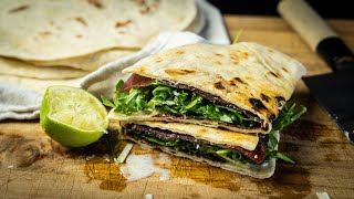 Piadina: No Yeast Italian Flatbread with Olive Oil cooked in the pan