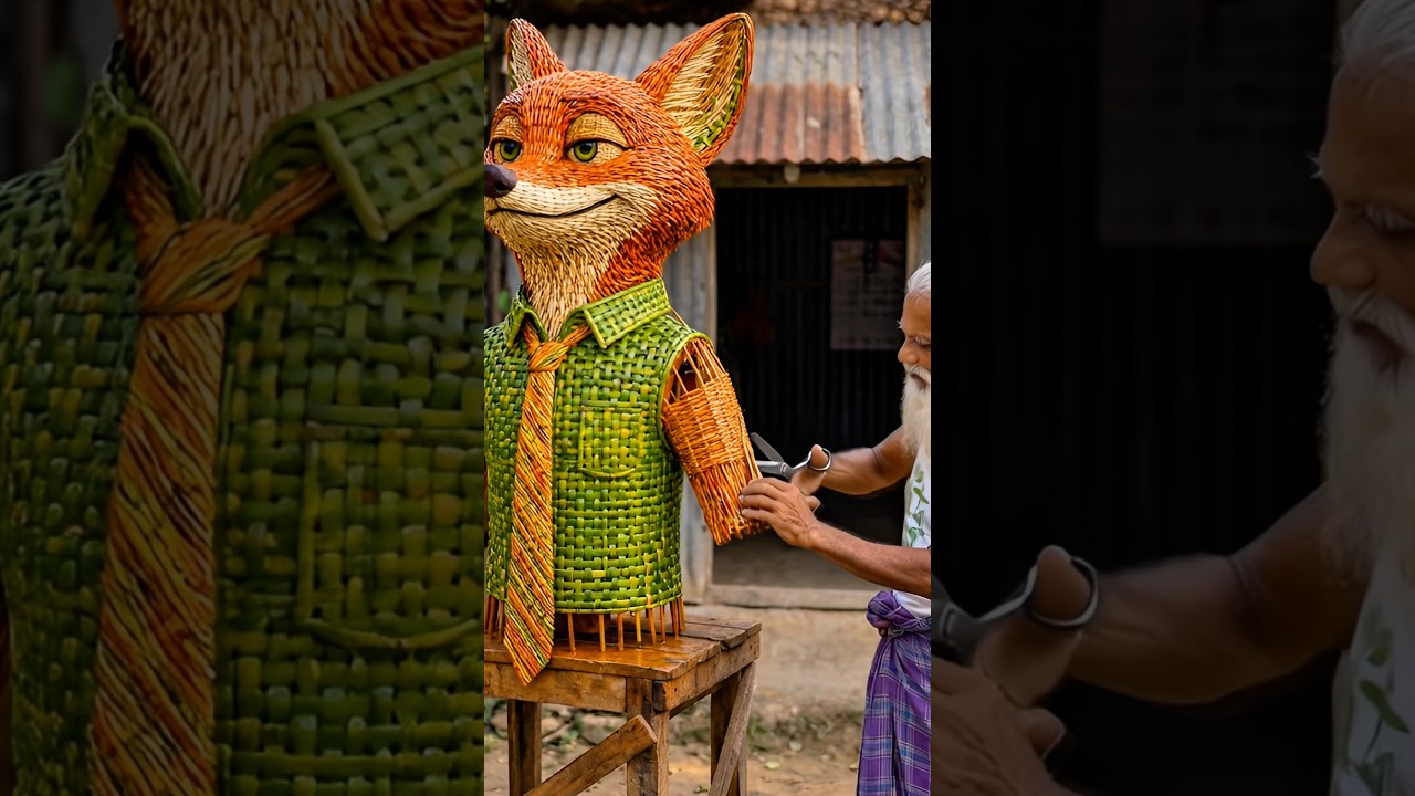 Превращаем зелёный бамбук в Ника Уайлда из «Зверополиса 2» 🌴 🌿 Бамбуковое искусство 