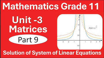 9. Maths Grade 11 Unit 3 Matrices | Part 9 | Solutions of Systems of Linear Equations |NewCurriculum