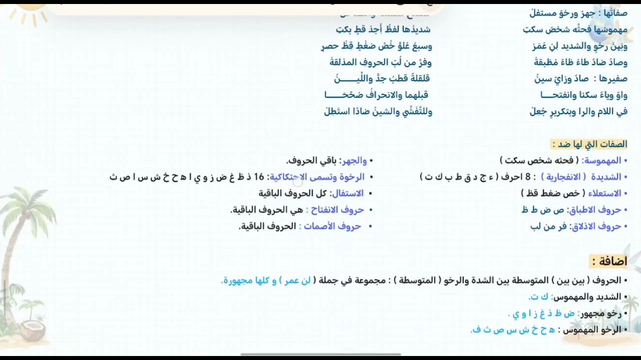 صفات الحروف ( مادة الصوت ) كيف استخرج صفة الحرف ؟ .