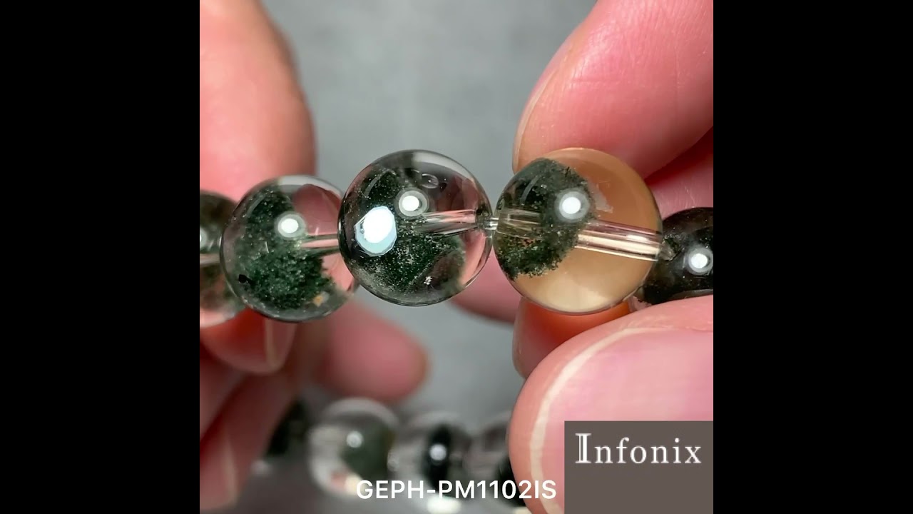 極上✨高透明度　グリーンファントムクォーツ ブレスレット　大玉12〜12.8㎜ プレミアム]ブラジル産グリーンファントムクォーツブレスレット（約