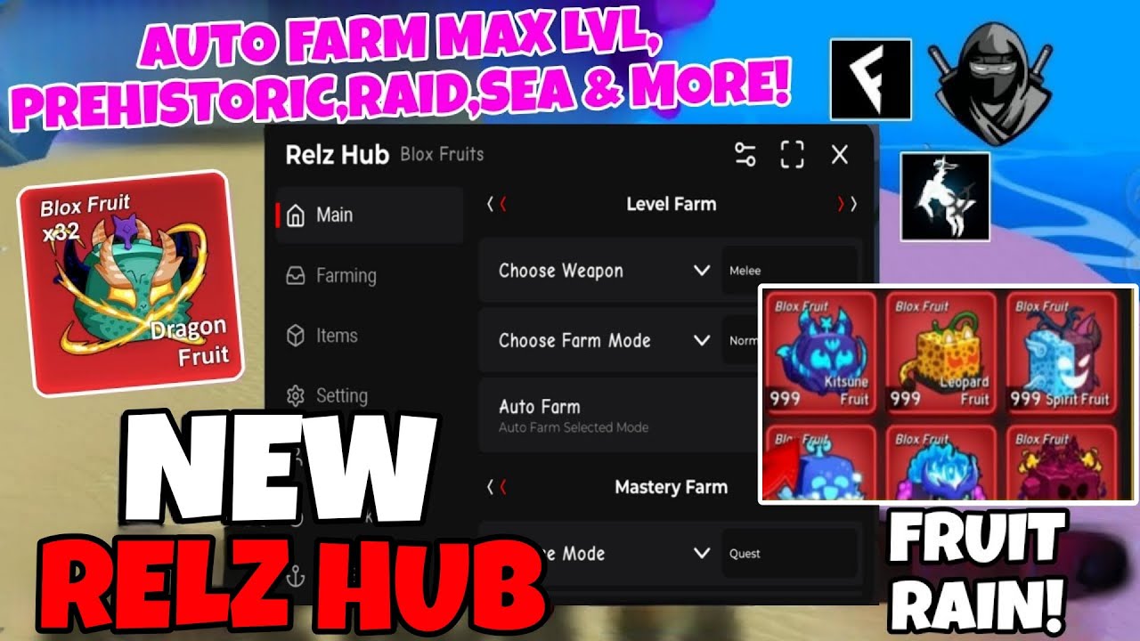 Script Blox Fruit RELZ HUB ATUALIZADO ️ FRUIT RAIN , AUTO FARM , DOJO ...
