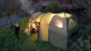 CAMPING IN THE RAIN WITH OUR 2-STOREY TENT