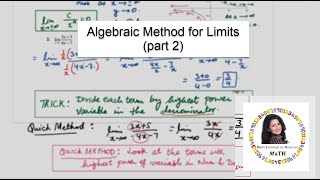 Algebraic Method for Finding Limits (Part 2) - Quick Shortcut