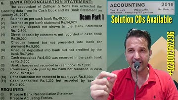 Bank Reconciliation Statement, Bcom 1 Karachi University, Bcom Past Papers Solutions