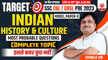 Target SSC Pre 2023 | Indian History by Shukla Sir | 30 Days Practice Series | SSC CGL Pre