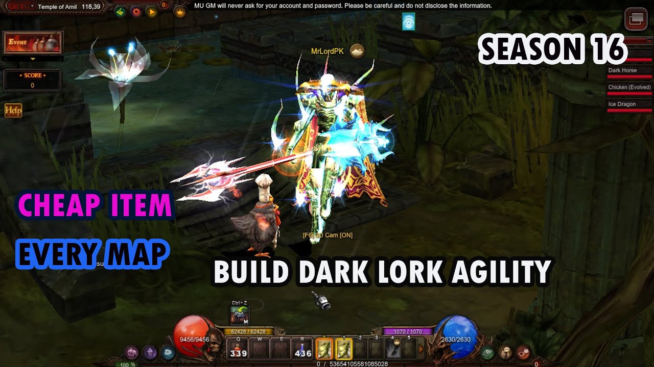 Build Dark Lord Agility - Cheap Items - Max Speed - PVM EveryMap - MU Online Season 16-Sever RealMU