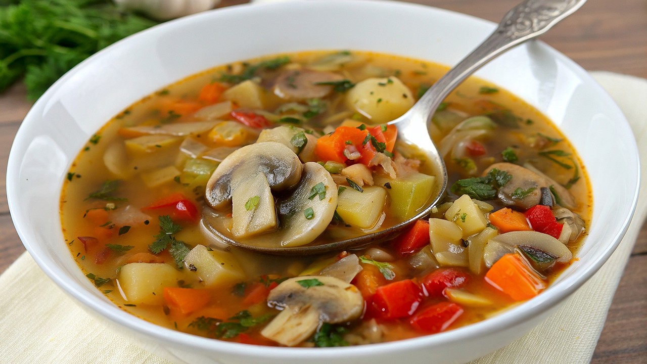 So hast du Pilzsuppe noch nie probiert. Vegan, frisch und einfach köstlich Gemüsesuppe!