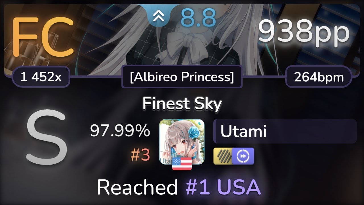 Utami | Ceui - Finest Sky [Albireo Princess] +HDDT 97.99% (#3 938pp FC) - osu!