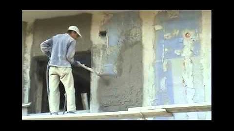 Plastering with PS 3000 double piston plastering machine.flv