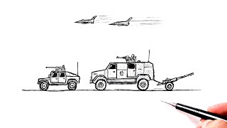 How to draw a Military convoy | Drawing tutorial