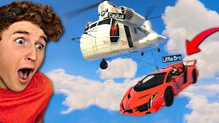 I Stole My Little Brothers LAMBO w/ A Cargobob In GTA 5 RP..