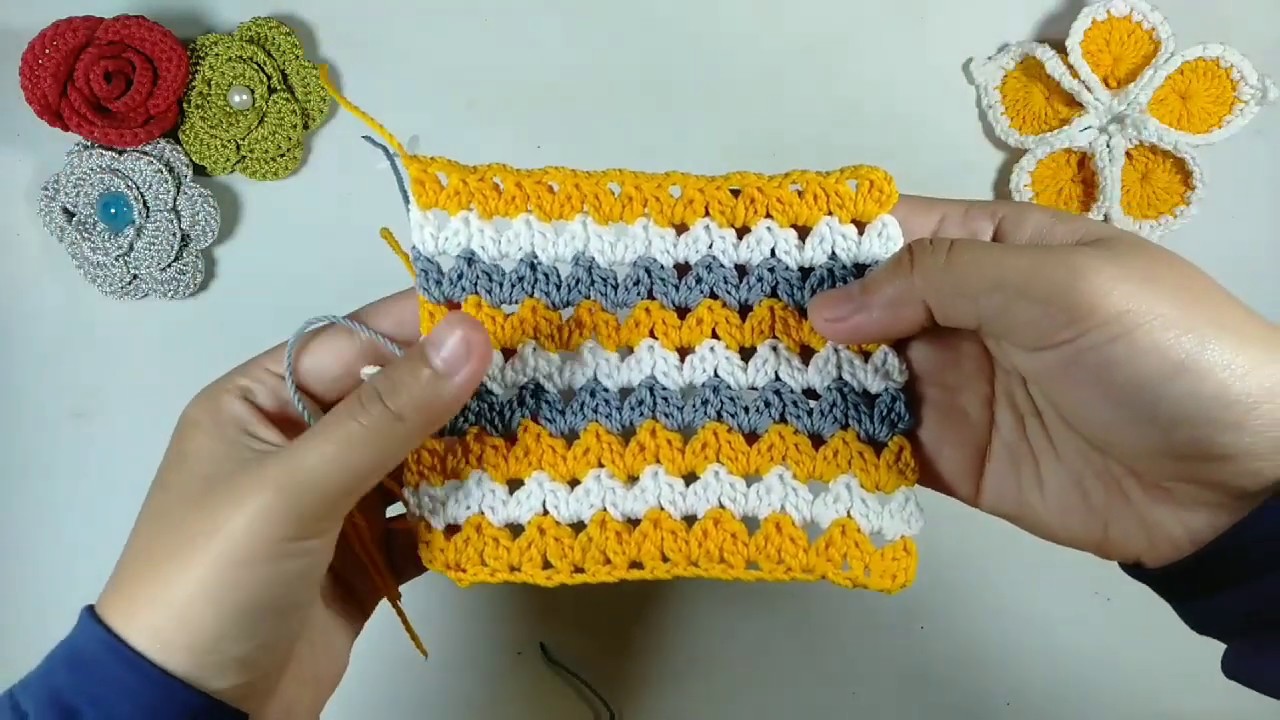 Crochet Cara Merajut Motif  Mino Zig Zag Tas Rajutan  