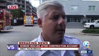 Worker rescued after high-rise construction accident in downtown West Palm Beach