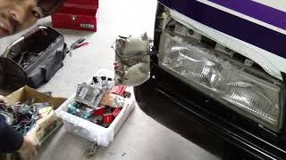 イスズ　エルフ　トラック　オールペイント　レストア　その40 ヤフオクで買った中国製LEDテープでパーキングランプ増設　ＩＳＵＺＵ ＥＬＦ ＴＲＡＣＫ  ＡＬＬ ＰＡＩＮＴ　JAPAN NARA 奈良