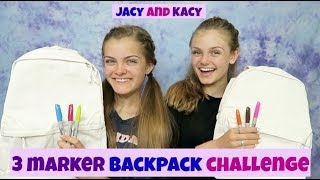 3 Marker Backpack Challenge ~ Fun Back to School DIY ~ Jacy and Kacy