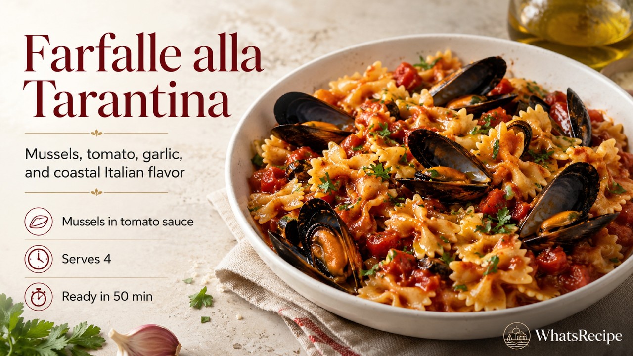 Farfalle alla Tarantina with Mussels and Tomato Sauce