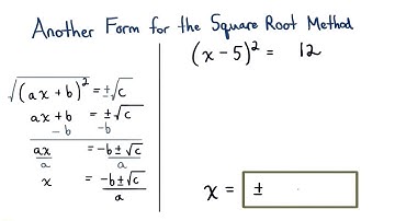 Another Form for the Square Root Method - Visualizing Algebra