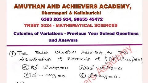 TNSET 2024 - Calculus of Variations- Previous Year Questions and Answers with detailed Solutions