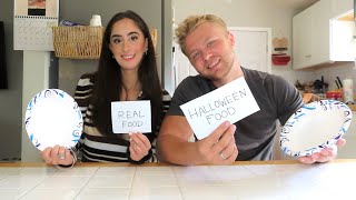 HALLOWEEN FOOD VS. REAL FOOD CHALLENGE || Juliana & Konnar