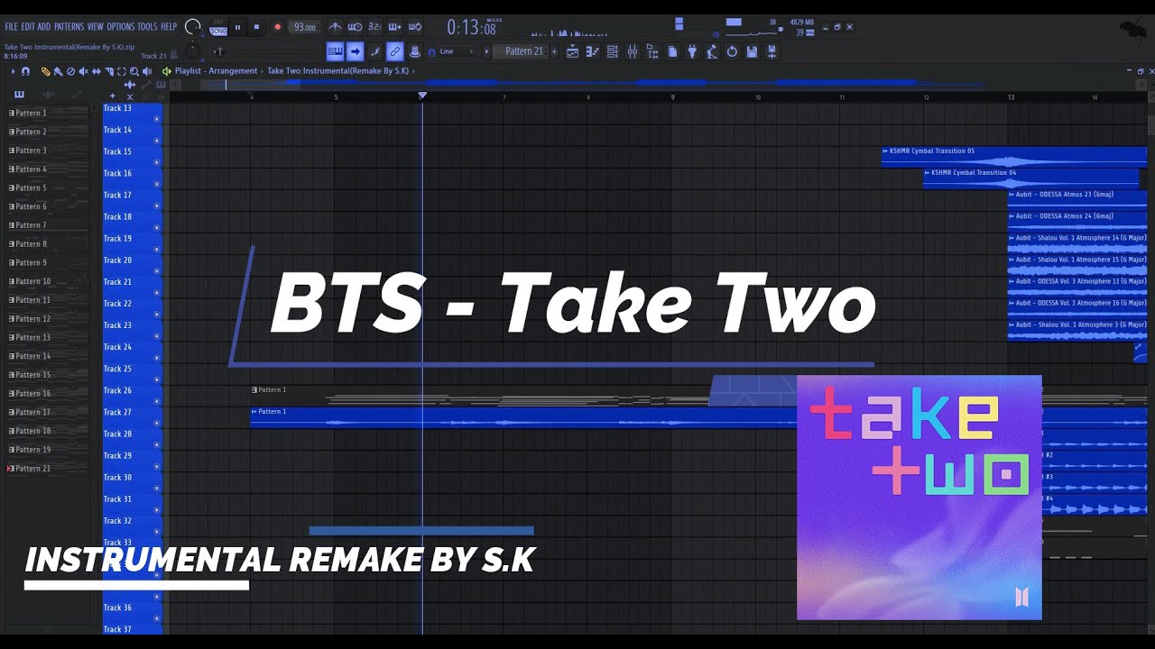 BTS (방탄소년단) - Take Two Instrumental(Remake By S.K)FL Studio FLP