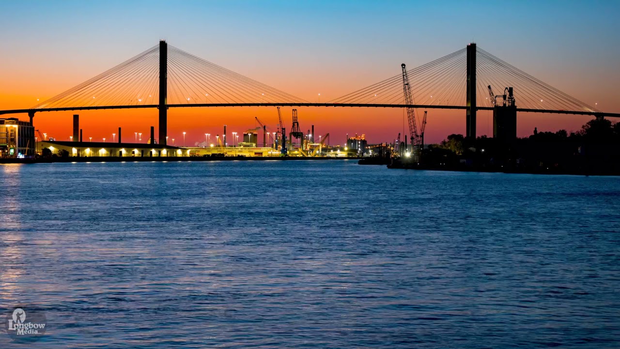 Savannah, Sunset Timelapse (Talmadge Memorial Bridge, Historic