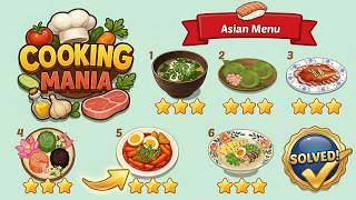 Cooking Mania Levels 1-6 Walkthrough | Asian Menu | 100% Solutions! 🎯🍳 screenshot 5