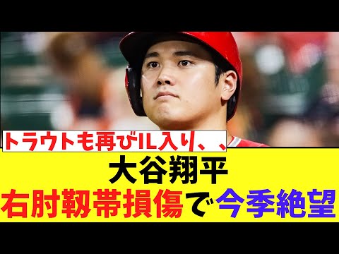 【悲報】大谷翔平　右肘靱帯損傷で今季絶望　トラウトも再びIL入り【2chなんj反応】
