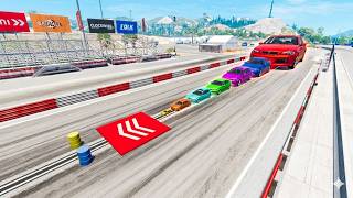 Big & Small Car Vs island Border Challenge with 1500HP Push #BeamNG #BeamNGdrive