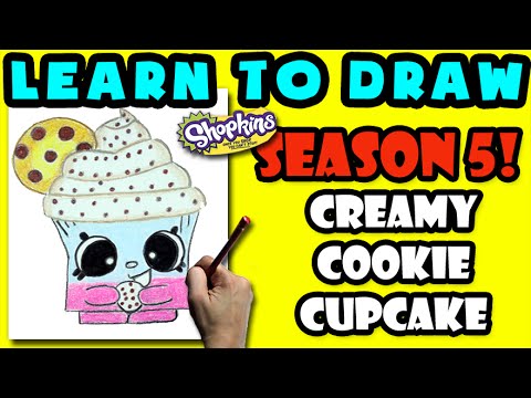 How To Draw Shopkins SEASON 5: Creamy Cookie Cupcake, Step By Step