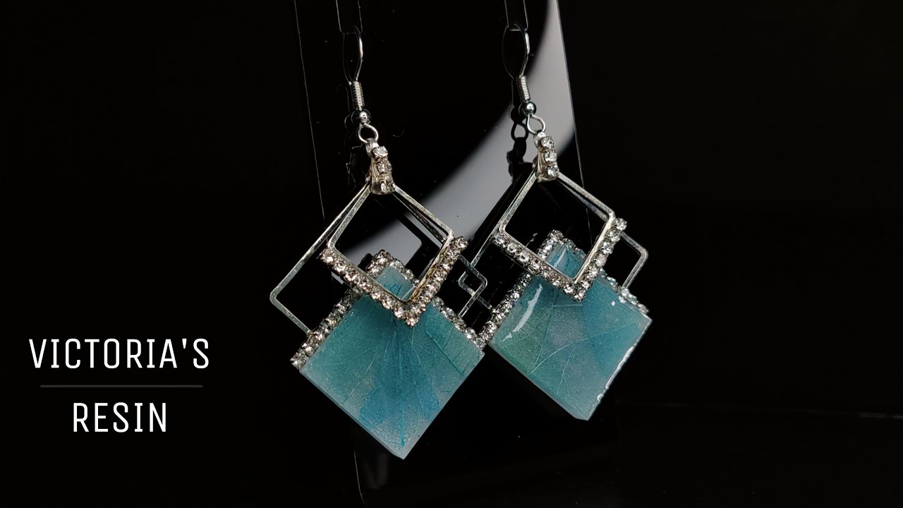 Skeleton leaves jewelry DIY/UV resin geometric earrings with rhinestones