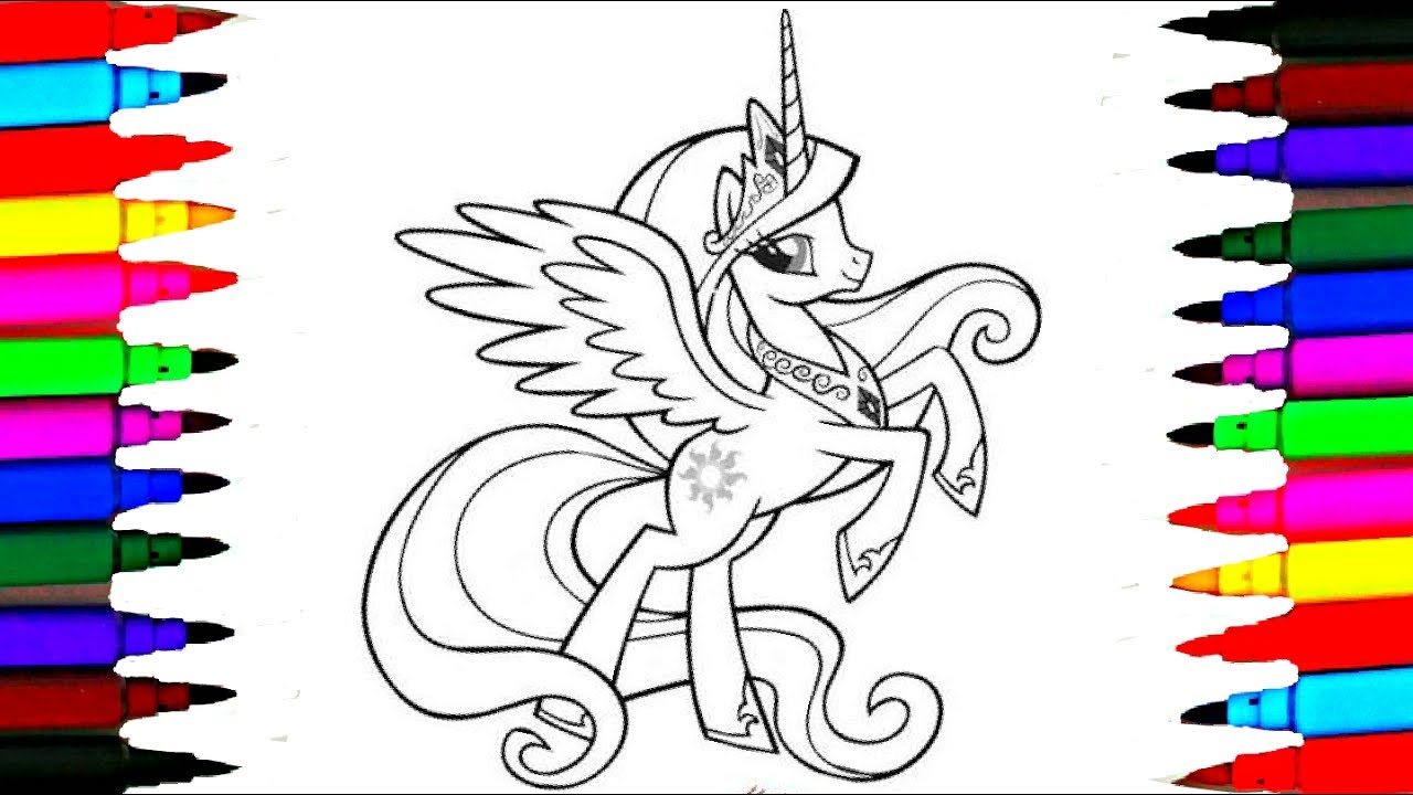 How To Draw My Little Pony Princess Cadance Coloring Pages Colours with Colored Markers