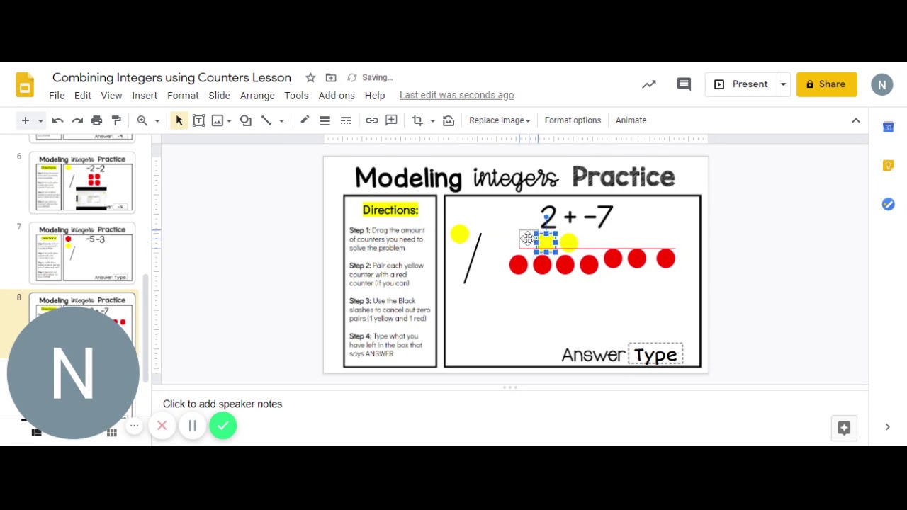 Combining Integers using Counters Lesson Google Slides 1 - YouTube