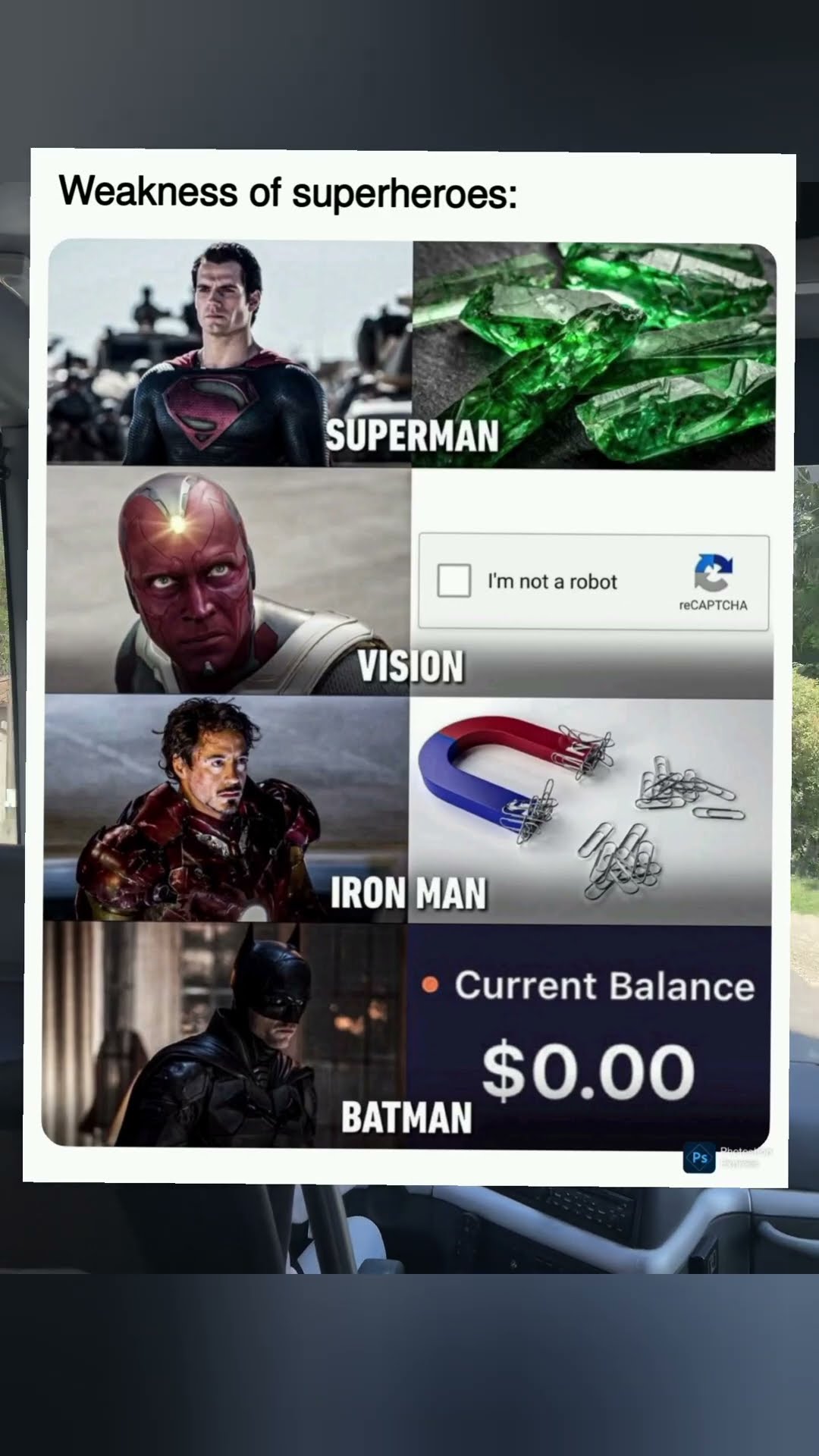 Every hero has a weakness 😂 #batman #vision #superman #vision #trending #viral