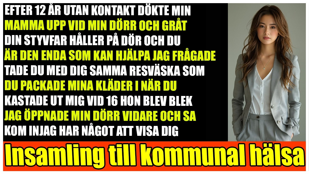 Jag öppnade dörren i mina arbetskläder, håret i en slarvig hästsvans och en kaffefläck på kragen. Där stod min mamma, som jag inte sett på tolv år. Hon grät, maskaran rann och händerna skakade....