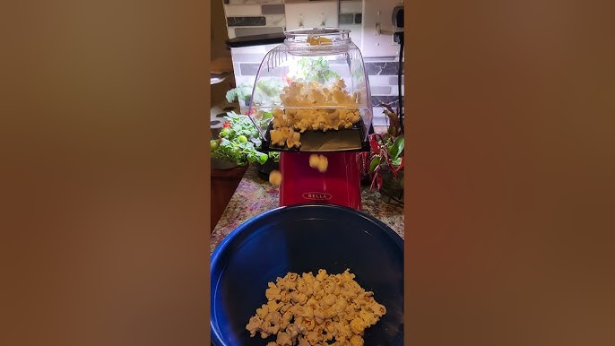 Testing out the Bella Hot Air Popcorn Maker. Mom won it in a