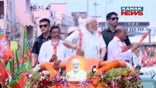 A Massive Crowd Assembled To Watch Prime Minister Narendra Modi's Roadshow In Puri