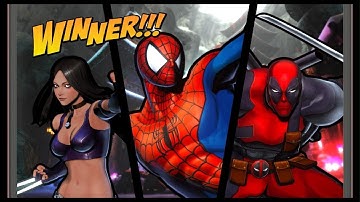 Ultimate Marvel vs Capcom 3 arcade.Spider Man-Deadpool-X23.
